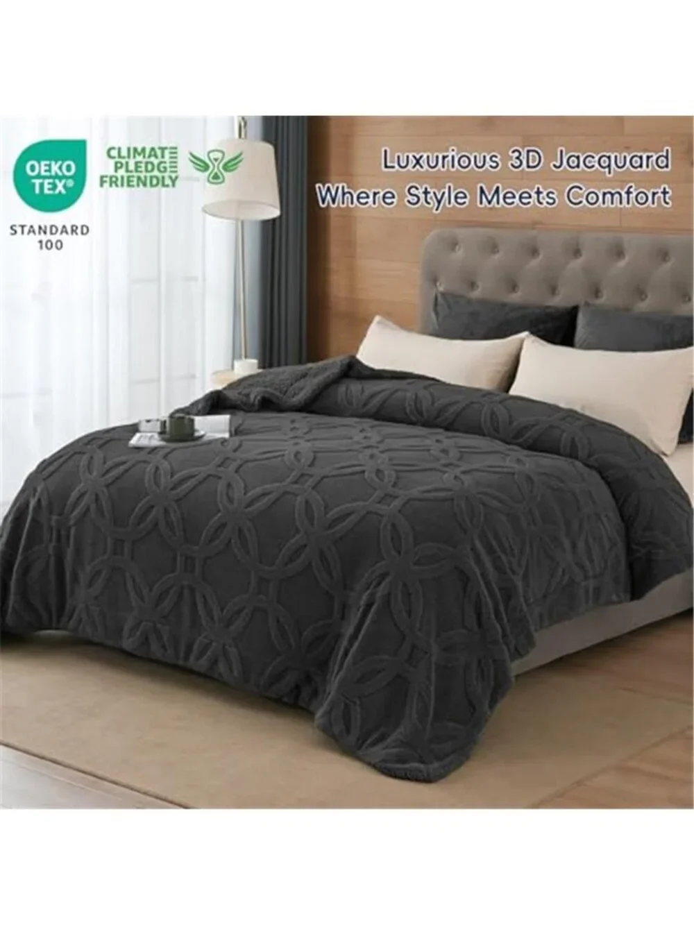 Sherpa Fleece Throw Blanket Soft Plush Cozy Warm Jacquard Bed Couch Blanket